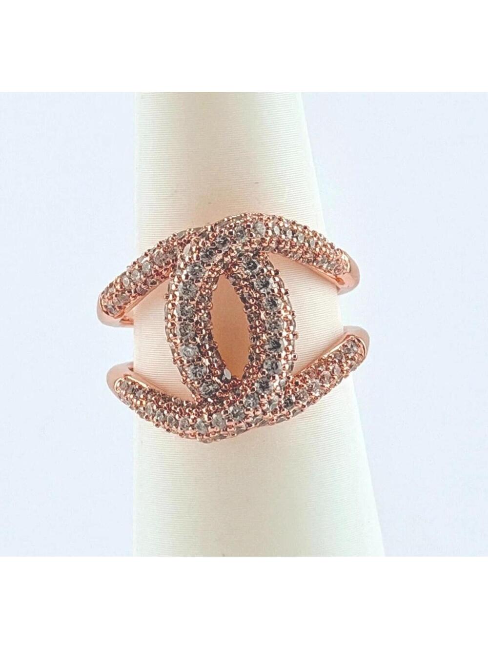 Bomb Party April Ring Sz 9 "The Harlow" RG37443  Clear Cz on Rose Gold Pave